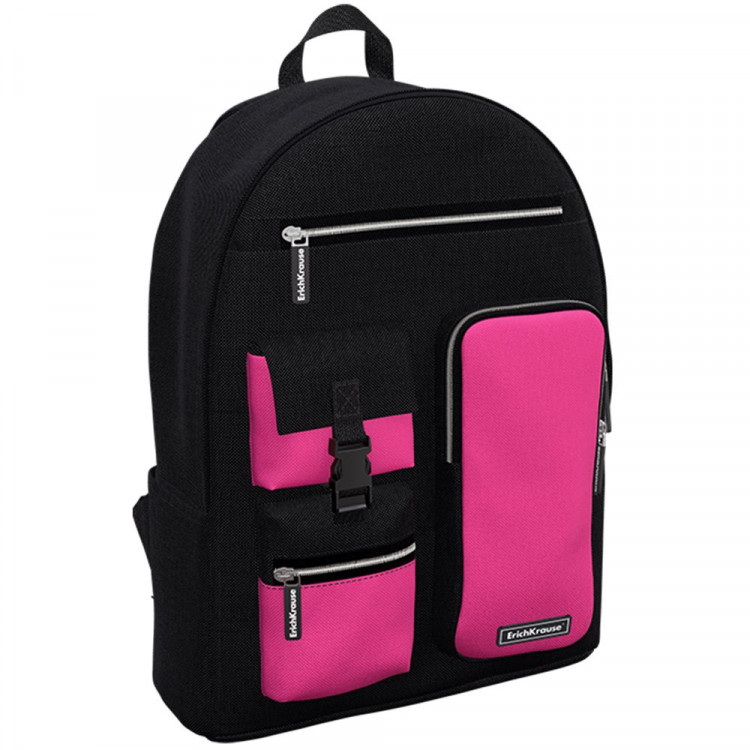 Рюкзак для девочек (ErichKrause) ActiveLine Black&Pink черный 40x29x16 см арт.60374