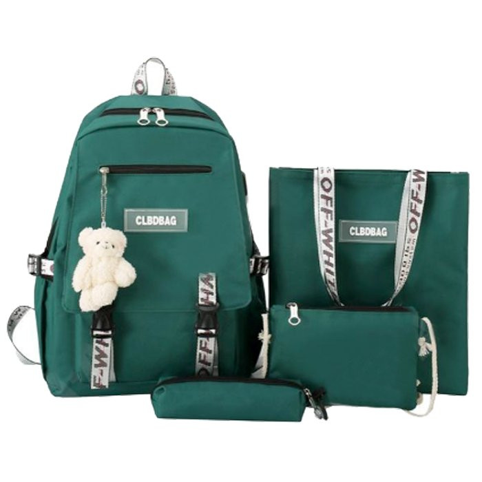 Рюкзак для девочек (CLBD) +сумка+косметичка+пенал зеленый 48х31х16см арт CC067_9395-5
