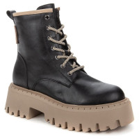 Ботинки для девочки (KEDDO) черный верх-искуственная кожа подкладка - шерсть  артикул 838123/21-02