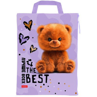 Папка школьная для тетрадей А4 на молнии с ручкой (Hatber) Пушистый мишка арт.NSm_354115