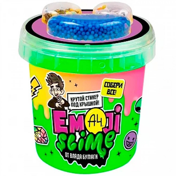 Игрушка Лизун Slime (Волшебный мир) Emoji-slime Влад А4 зеленый 110 г арт.SLM066