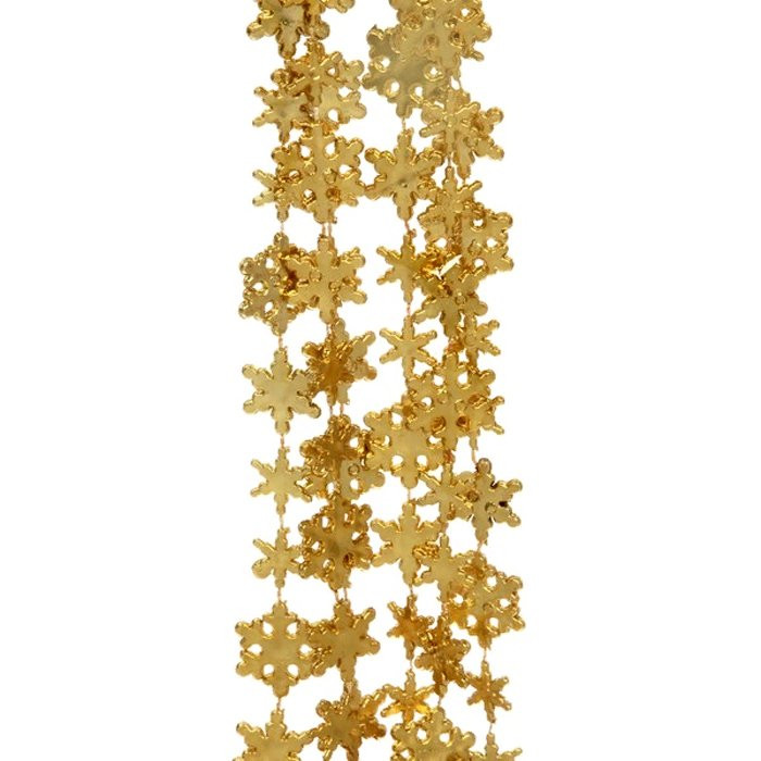 Украшение декоративное "Бусы" снежинки 2м золото арт.556-234