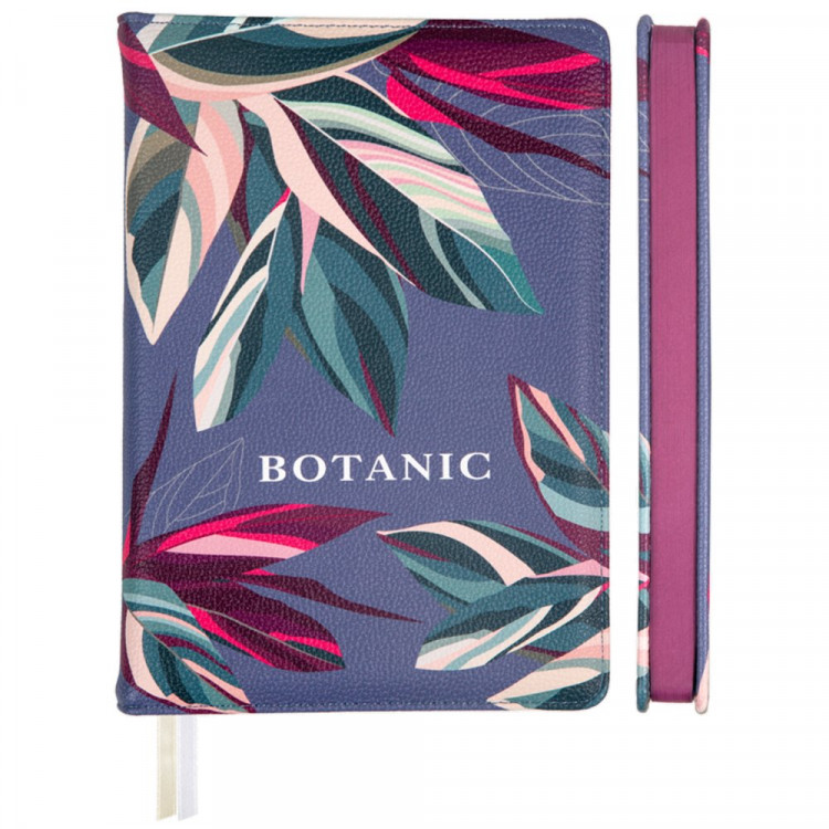 Ежедневник А5 недат. к/з deVENTE "Botanic" серо-сиреневый, бордовый срез, 136л, 2 ляссе арт.2234578