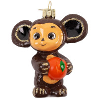 Украшение на ёлку стекло (серия Мультфильм) 09см "Чебурашка с апельсином" п/у арт.ФУ4-2494