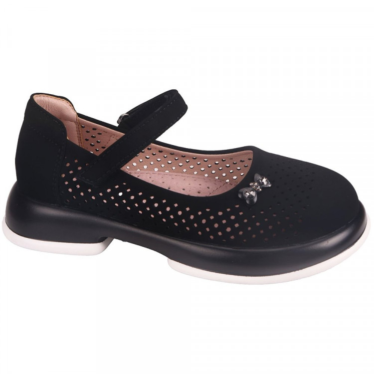 Туфли для девочки (TOM.MIKI) черные верх-искусственная замша подкладка-натуральная кожа размерный ряд 29-34 арт.T-10676-C