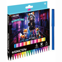 Фломастеры (deVENTE) Korokoro 18 цветов вентилируемый колпачок картонная коробка арт.5082530