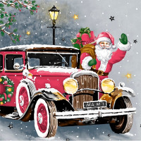 Салфетки бумажные 33*33см 3 слоя 20шт/уп. Bouquet "Дед Мороз приехал" арт.57822