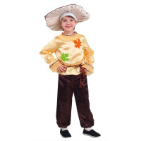 Костюм карнавальный ГРИБ БЕЛЫЙ (рубашка,брюки,шапка) р.30/116-32/128 ткань арт.2067 к-19