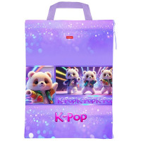 Папка школьная для тетрадей А4 на молнии с ручкой (Hatber) K-pop мишки арт.NSm_354118