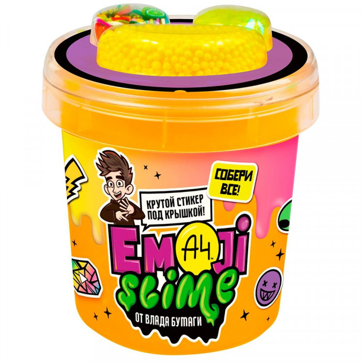 Игрушка Лизун Slime (Волшебный мир) Emoji-slime Влад А4 оранжевый 110 г арт.SLM065