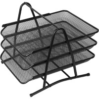 Лоток для бумаг 3-x секционный "deVENTE" размер 35x29,5x26,7 см, сетчатая металлический, черный арт.3101703 (Ст.12)