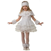 Костюм для девочки Снежинка Снеговичка (платье,пелерина,манжеты,повязка) р.26/104-34/134 арт.5135