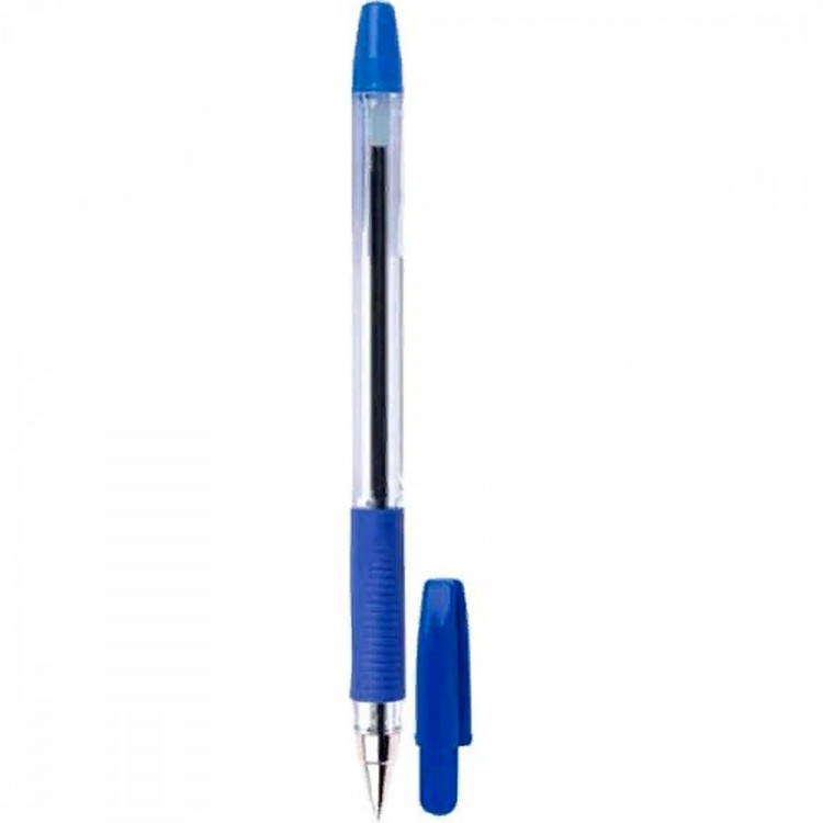 Ручка шариковая прозрачный корпус с резиновым упором (Attomex) Aviator синий 0,7мм арт.5070112 (Ст.)