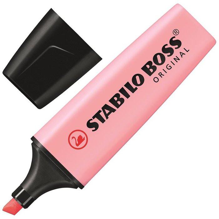 Маркер флюорисцентный STABILO BOSS 1-5мм скошенный, пастель розовый BOSS ORIGINAL PASTEL арт.70/129 (Ст.1)