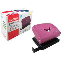 Дырокол (20л) deVENTE пластиковый с линейкой Trend брусничный арт.4020508