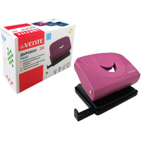 Дырокол (20л) deVENTE пластиковый с линейкой Trend брусничный арт.4020508