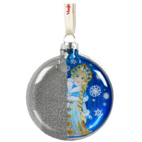 Шар стекло 2,5см "Снегурочка" цв.голубой,синий арт.93342