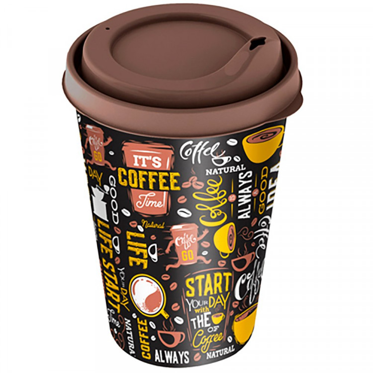 Стакан 420мл "Coffee" с крышкой и носиком (темно-коричневый) арт.РСВ-450148