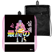 Сумка для сменной обуви 1 отделение с карманом (ОНИКС) МО-26-1с-2р Аниме девочка 370х470 мм