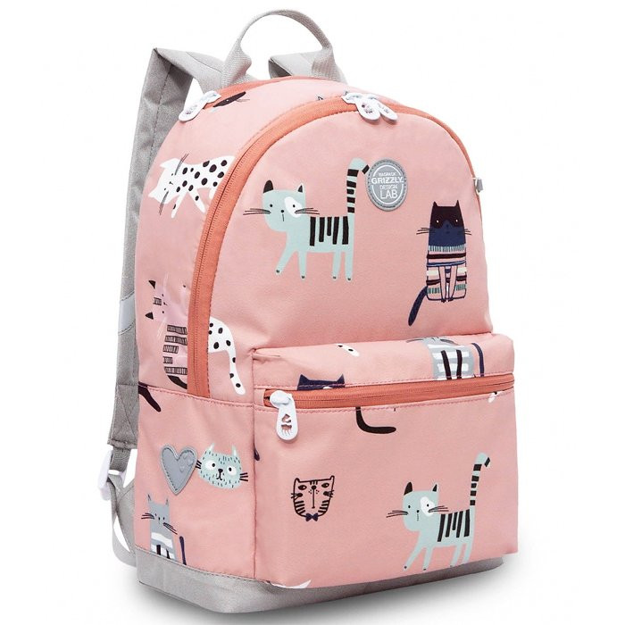 Рюкзак для девочки (Grizzly) арт.RO-272-8/1 котята розовые 26х38х12 см