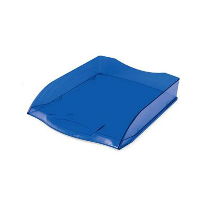 Лоток для бумаг литой 1 секция тонированный синий Hatber арт.ML_34023