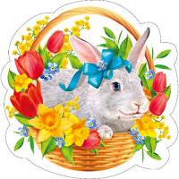 Украшение на скотче "Кролик в корзинке" 150*150мм арт.080.958