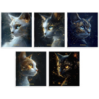 Тетрадь А5 клетка 48 листов скоба (Феникс) Астральные коты выборочный твин-лак ассорти арт.68574