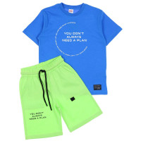 Комплект для мальчика арт.DMB 7444 размер 28/104-32/128 (футболка+шорты) цвет василек