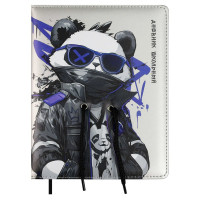 Дневник школьный твердая обложка кожзам поролон (Феникс) Крутая панда ламинация софт-тач арт.68686