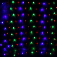 Гирлянда электрическая для дома сетка 2*2,5м 192LED цвет мульти (светлый провод) 8режимов арт.196-098