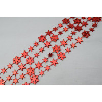 Украшение декоративное "Бусы" 200см снежинки цв.красный арт.556-236