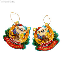 Украшение декоративное СГ "Удачи в Новом году" 9см картон 2шт/наб. арт.1101334