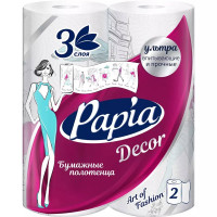 Полотенце бумажное 3-слоя 2 рулона в упаковке Papia Decor