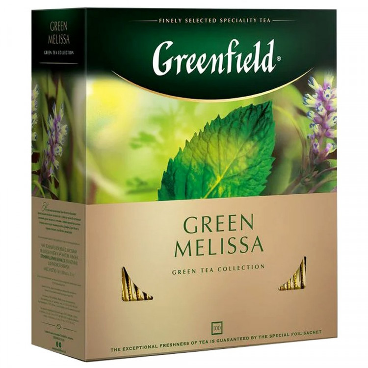 Чай Greenfield 100пак. Green Melissa зеленый с мелиссой и мятой (Ст.9)