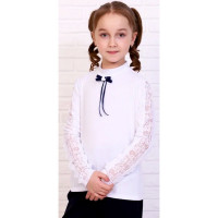 Джемпер для девочки трикотажный (Ликру) длинный рукав цвет белый арт.0223 СИМФОНИЯ размерный ряд 32/128-40/158