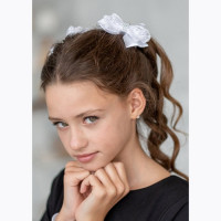 Бант для волос белый Нимфа 9см