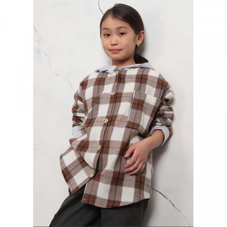 Рубашка для девочки (MULTIBREND) арт.450177 размер 36/140-44/164 цвет коричневый