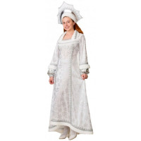 Костюм взрослый Снегурочка Снежная (платье,кокошник) р.46-р.50 арт.320