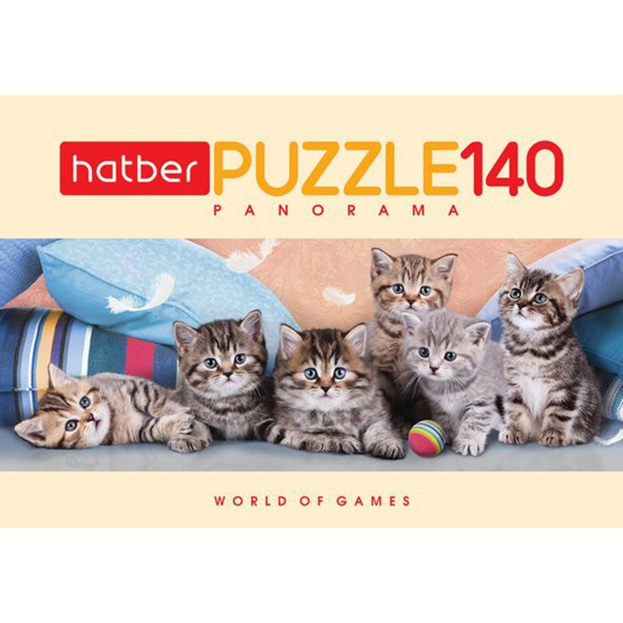 Пазл 140 элементов Милые котята (Hatber) панорама арт.140П34_16717