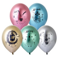 Шар воздушный 25шт/наб. 36см "С ДР-ррррр!" хром арт.1103-2435