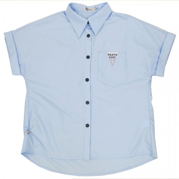 Блузка для девочки (Делорас) короткий рукав цвет голубой арт.C63609S размерный ряд 34/134-46/170