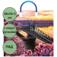 Пакет ПВД с пластиковыми ручками 38*34+3 90мкм Дунай