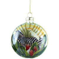 Украшение на ёлку стекло (форма Медальон) 08см "Зебра" арт.87369