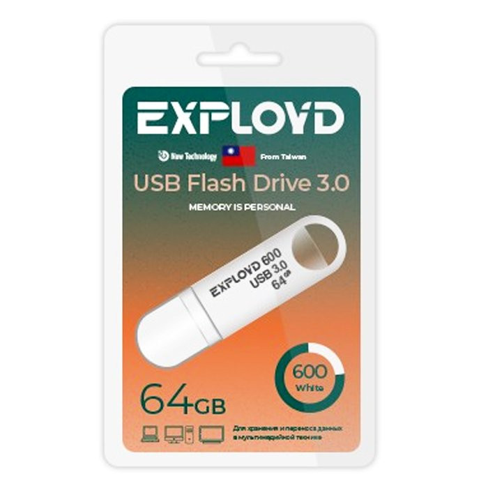 Флеш диск 64GB USB 3.0 Exployd 600 белый