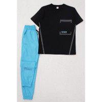 Комплект для мальчика артикул DMB 7447 размер 34/134-44/164 (футболка+брюки) цвет бирюзовый