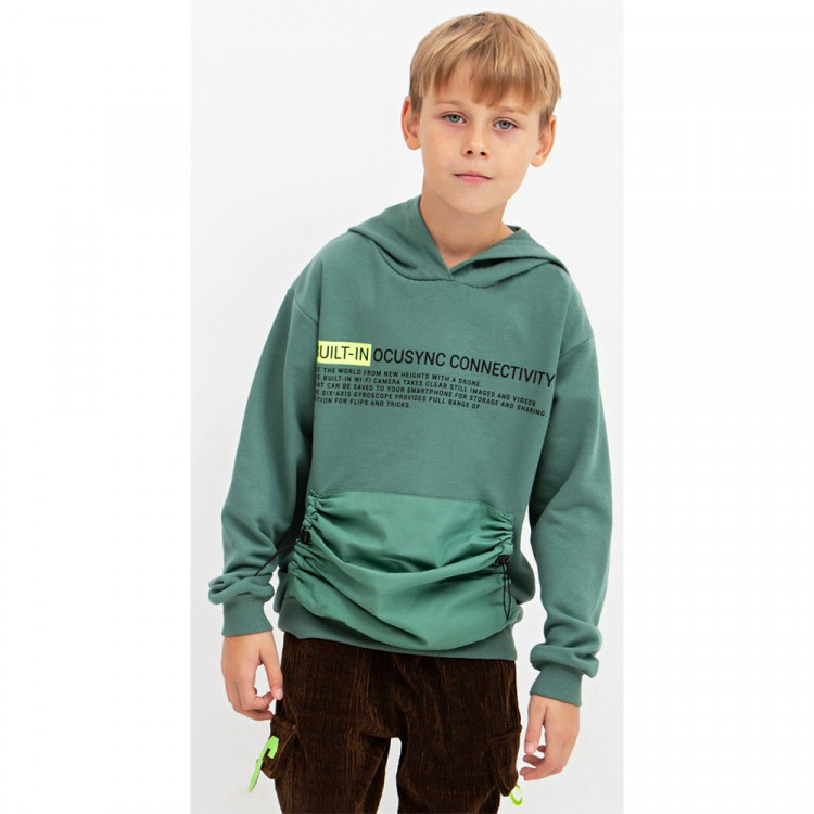 Толстовка для мальчика артикул (DMB) 4932 размер 32/128-44/164 цвет зеленый