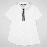 Блузка для девочки (Blueland) короткий рукав цвет белый арт.56441 размерный ряд 32/128-44/164