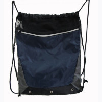 Сумка для сменной обуви 1 отделение (Attomex)  черная с серым и синим 35х44см. арт.7040943