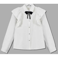 Блузка для девочки (Делорас) длинный рукав цвет молочный +галстук 1338 арт.63994C размерный ряд 30/122-40/152