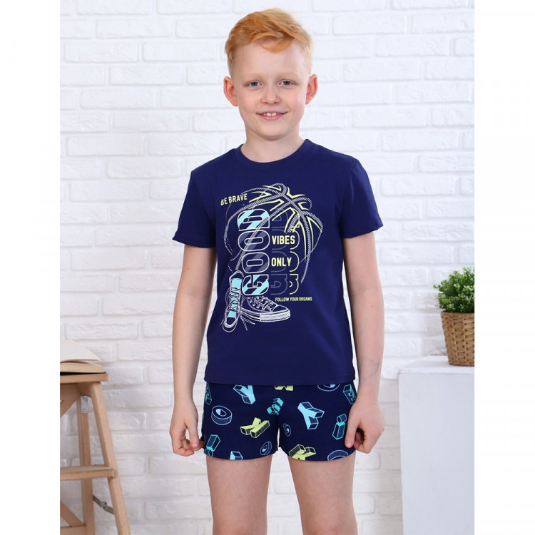 Пижама для мальчика арт.Тинейджер размер 30/122-34/134 цвет темно-синий